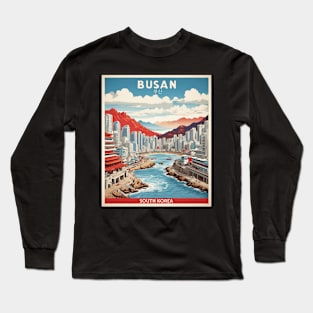 Busan South Korea Travel Tourism Retro Vintage Long Sleeve T-Shirt